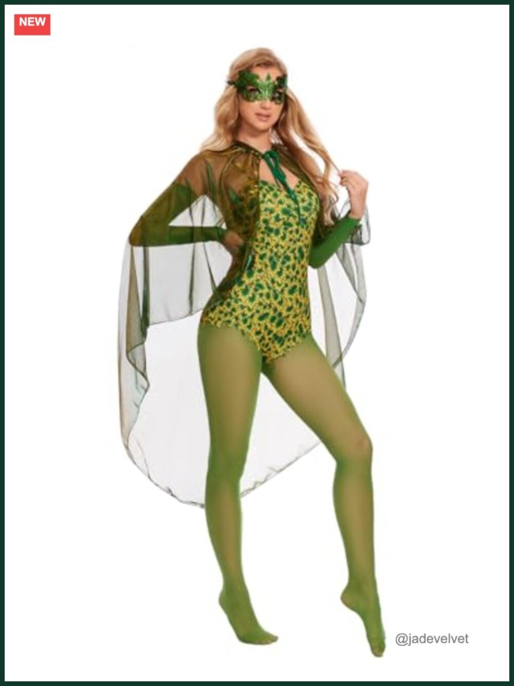 ATAMET Women's Halloween Poison Ivy Villain Costume Set with Cloak Jumpsuit